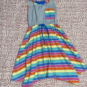 Racer back rainbow striped cotton dress